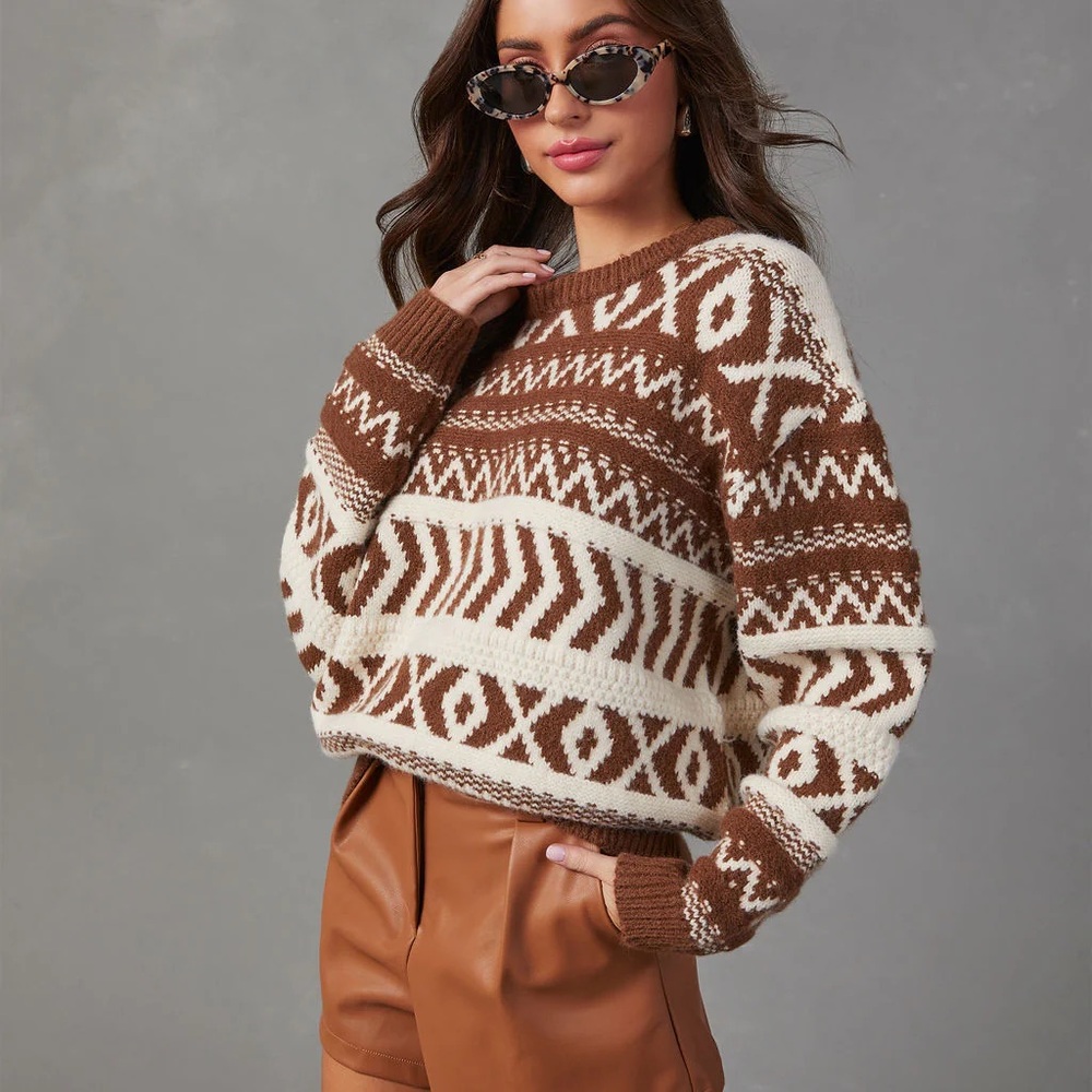 VICI Dean Abstract Print Pullover Sweater